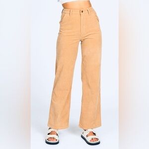 Noisy May High Rise Straight Leg Corduroy Pants Beige XS